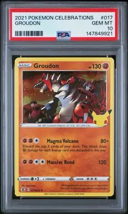 2021 POKEMON CELEBRATIONS #17 GROUDON PSA 10 - Image 1