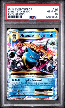 2016 POKEMON XY EVOLUTIONS #22 M BLASTOISE EX PSA 10 - Image 1