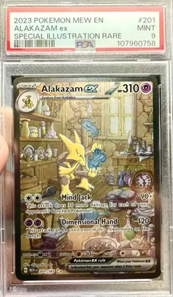2023 Pokemon Alakazam Ex #201/165 Special Illustrated Rare Holo PSA 9 (MEW EN) - Image 1