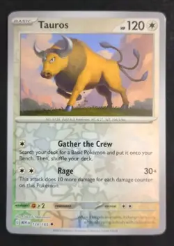 Tauros Reverse Holo NM 128/165 Scarlet & Violet 151 Pokemon Card - Image 1