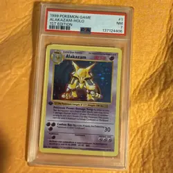 1999 Pokemon Alakazam Shadowless 1st Edition Holo 1 PSA 7 - Image 1