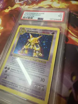 1999 Pokemon Alakazam Shadowless 1st Edition Holo 1 PSA 7 - Image 3