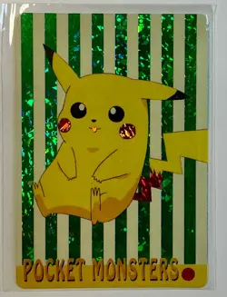PIKACHU GREEN Pocket Monsters Pokemon Japanese Anime Vending Prism Sticker NM - Image 1