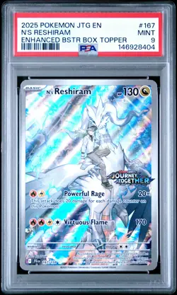 2025 POKEMON JTG EN-JOURNEY TOGETHER #167 N'S RESHIRAM PSA 9 - Image 1