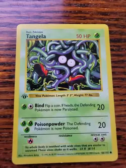 LP! Pokemon TCG Base Set 1st edition Shadowless Tangela #66/102 - Image 1