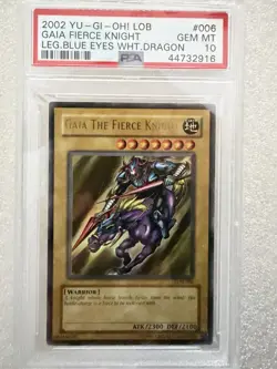 2002 Yu-Gi-Oh LOB Gaia the Fierce Knight PSA 10 GEM MINT Unlimited - Image 1