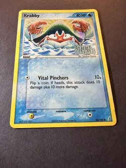 Krabby 54/100 EX Crystal Guardians Reverse Holo Stamped Pokemon Card LP- #2 - Image 3