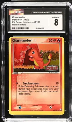 Pokemon Charmander 48/108 Reverse Holo EX Power Keepers Stamped CGC 8 Error Cut - Image 1