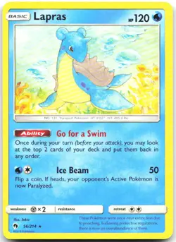 Lapras 56/214 Rare Lost Thunder Pokemon Near Mint - Image 1