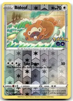 Bidoof 059/078 Common Pokemon GO Pokemon Reverse Holo Lightly Played - Image 1
