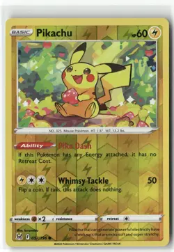 Pikachu 052 Reverse Holo Lost Origin Pokemon Common Reverse Holo Near Mint - Image 1