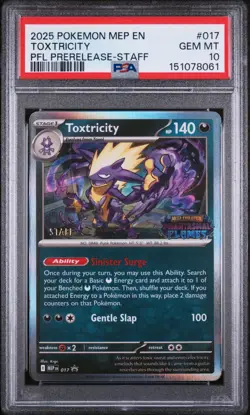 2025 POKEMON MEP PROMO MEGA EVOLUTION PRERELEASE-STAFF #017 TOXTRICITY PSA 10 - Image 1