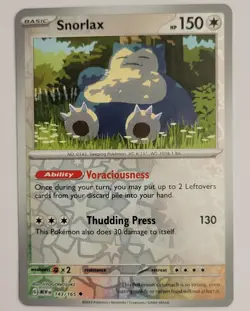 SNORLAX 143/165 UNCOMMON 151 POKEMON REVERSE HOLO NM - Image 1