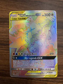 Pokemon TCG Moltres & Zapdos & Articuno GX 69/68 Hidden Fates Holo Secret Rare - Image 1