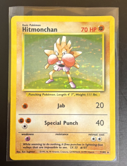 Hitmonchan 7/102 Base Set Holo Unlimited Rare Card Pokemon TCG 1999 LP-MP - Image 1