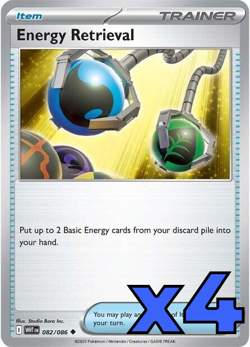 4x Energy Retrieval 082/086 Sv: White Flare PLAYSET x4 - Pokemon TCG - NM - Image 1