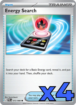 4x Energy Search 072/088 Me03: Perfect Order PLAYSET x4 - Pokemon TCG - NM - Image 1