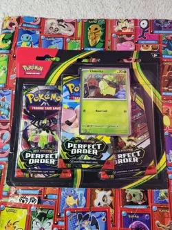 Pokemon Perfect Order - Chikorita 3-Pack Booster Blister Factory Sealed - Image 1