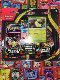 Pokemon Perfect Order - Chikorita 3-Pack Booster Blister Factory Sealed - Image 2