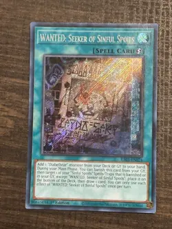 Yugioh WANTED: Seeker of Sinful Spoils Secret Rare RA03-EN074 1st Ed LP/NM - Image 1