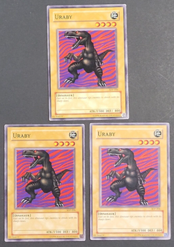 Yugioh TCG - 3x Uraby - SDP-006 - LP/MP - Vintage - Unlimited - Dinosaur - 2003 - Image 1