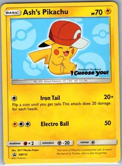 Ash's Pikachu SM113 SM Promos - Pokemon Card - NM - Image 1
