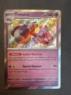 Pokemon TCG Tinkaton Card SV Paldean Fates Shiny 167/091 - Image 1