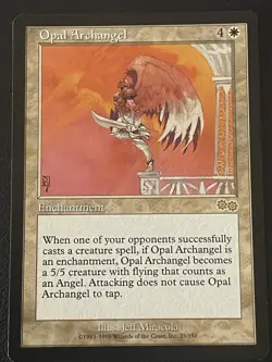 Opal Archangel MtG Urza's Saga Magic the Gathering Rare White Enchantment - Image 1