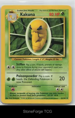 Kakuna 33/102 Uncommon Base Set Unlimited Pokemon Near Mint - Image 1