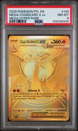 2025 POKEMON PFL EN-PHANTASMAL FLAMES MEGA HYPER RARE MEGA CHARIZARD X EX PSA 8 - Image 1