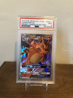 x1 Pokemon 2019 Hidden Fates Tin Black Star Promo Charizard GX SM211 PSA 9 Mint - Image 1