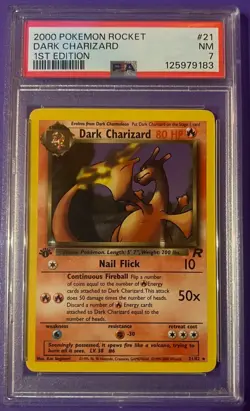 2000 Pokemon Rocket 1st Edition Dark Charizard #21 PSA 7 NM - Image 1