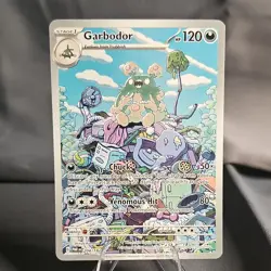 Pokemon Garbodor Illustration Rare Full Art Holo 204/182 Paradox Rift 2023 NM - Image 1
