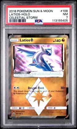 LATIOS #108 PSA 7 • 2018 Pokemon Sun & Moon Celestial Storm Holo - Image 1