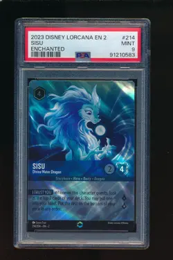 2023 DISNEY LORCANA EN 2-ENCHANTED #214 SISU DIVINE WATER DRAGON PSA 9 - Image 1