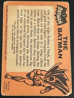 1966 Topps Marvel Super Heroes Card Batman #1 Rookie/1st Appearance Black Bat! - Image 3