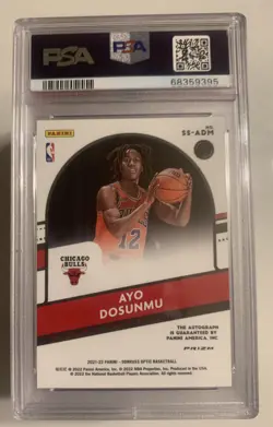 2021-22 Optic Donruss Ayo Dosunmu Signature Series RC Auto Silver Prizm PSA 9 - Image 2