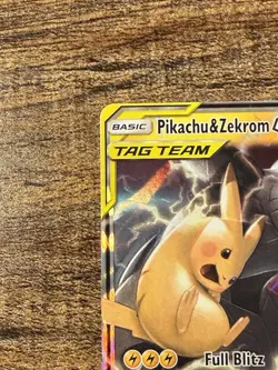 Pokemon Pikachu & Zekrom GX TCG Sun Moon Team Up Holo Ultra Rare Card 33/181 LP - Image 2