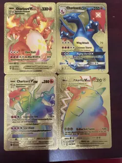 Gold Pokemon Card Lot Charizard Pikachu VMAX GX VSTAR Foil Bundle - Image 2