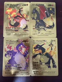 Gold Pokemon Card Lot Charizard Pikachu VMAX GX VSTAR Foil Bundle - Image 3