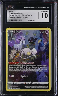 CGC 10 Gem Mint Mew GG10 Crown Zenith Pokemon Card 2023 - Image 1