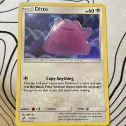 Pokemon- Ditto Detective Pikachu Holo Rare Basic 60HP Card 17/18 English (LP) - Image 1