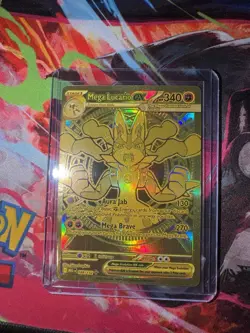 Pokemon Mega Lucario EX TCG Gold Holo Rare Card 188/132 NM - Image 3