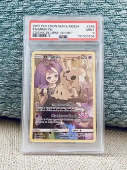 Pokemon Card Mimikyu #245 Sun & Moon Cosmic Eclipse PSA MINT 9 WORLDWIDE SHIP - Image 1
