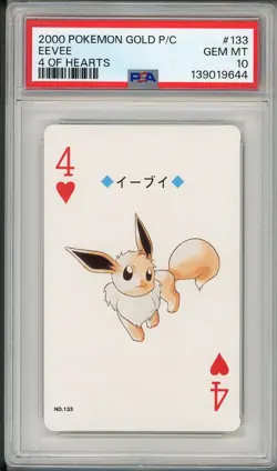 2000 Pokemon Japanese Gold Playing Card Eevee 4 of Hearts #133 PSA 10 - Image 1
