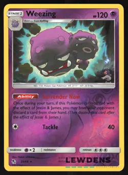 Weezing - 29/68 - Reverse Holo Rare - Hidden Fates - Pokemon Card - Image 1