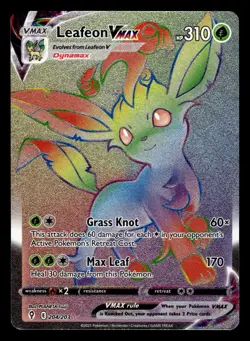Leafeon VMAX 204/203 Hyper Rainbow Rare Evolving Skies Pokemon Card - Image 1