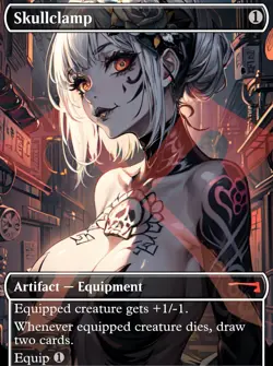 Skullclamp RETIRED Tattoo Anime Waifu Style Card For EDH and Playtest - Image 1