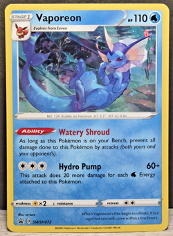Vaporeon Pokemon Card TCG SWSH072 Holofoil SWSH: Sword & Shield Promo Card - Image 1