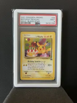 2001 POKEMON PROMO BLACK STAR #24 BIRTHDAY PIKACHU-HOLO PSA 9 Mint - Image 1